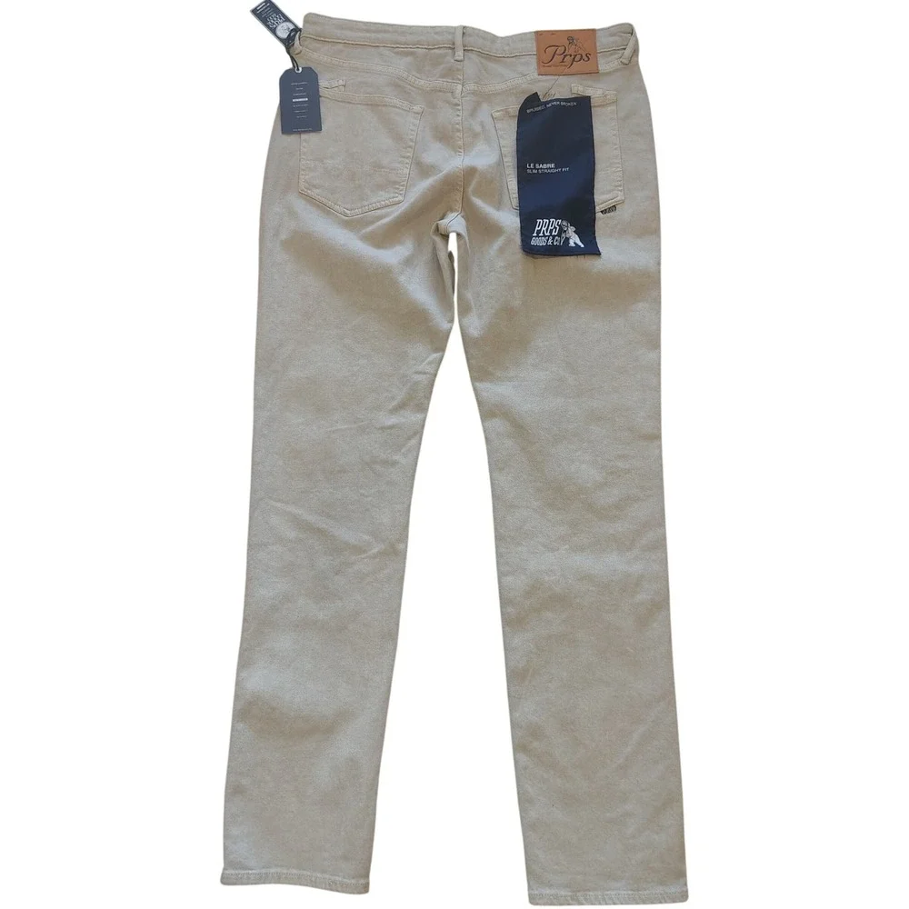 PRPS Goods & Co‎ Le Sabre Slim Straight Fit Jeans Tan Khaki Mens 38 NWT